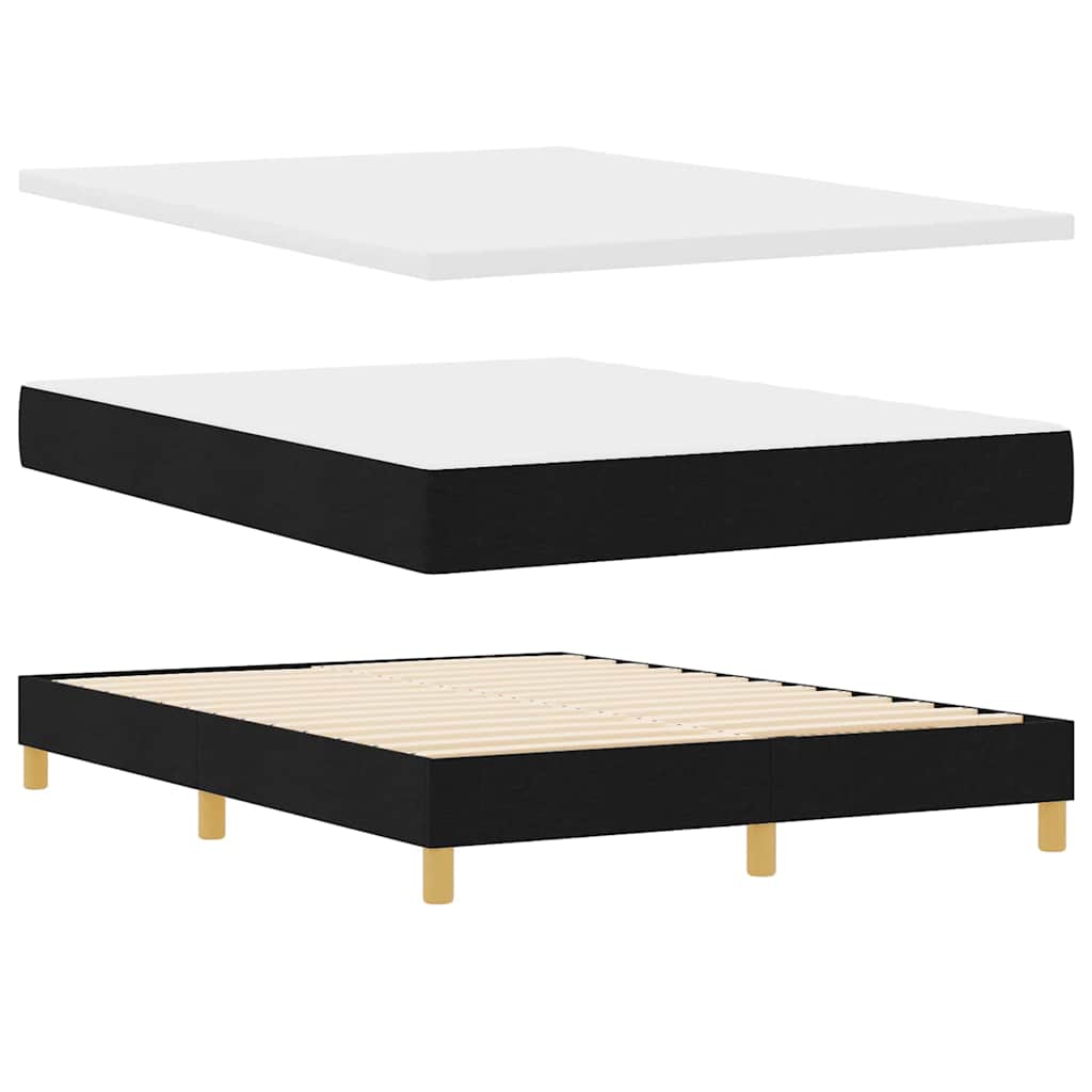 vidaXL LED Boxspringbett mit Matratze Schwarz 140 x 190 cm Stoff