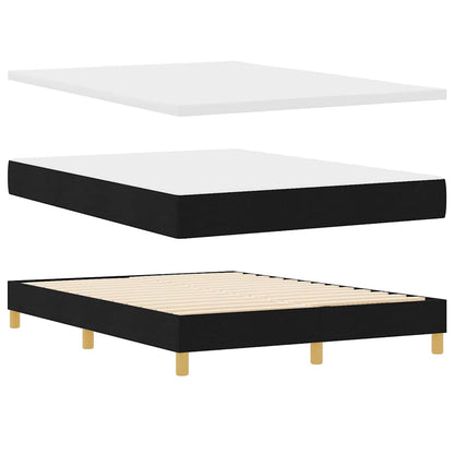 vidaXL LED Boxspringbett mit Matratze Schwarz 140 x 190 cm Stoff