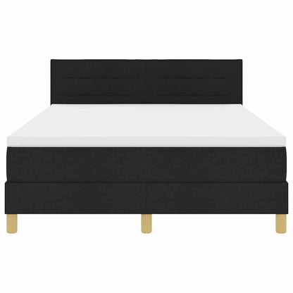 vidaXL LED Boxspringbett mit Matratze Schwarz 140 x 190 cm Stoff