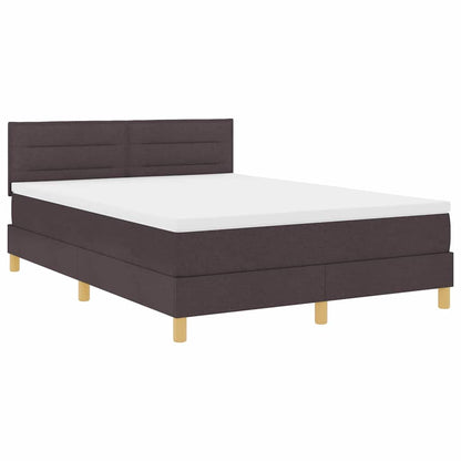 LED Boxspringbett mit Matratze Dunkelbraun 140 x 190 cm Stoff