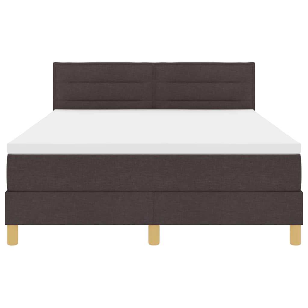 LED Boxspringbett mit Matratze Dunkelbraun 140 x 200 cm Stoff