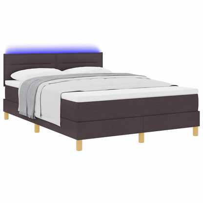LED Boxspringbett mit Matratze Dunkelbraun 140 x 200 cm Stoff