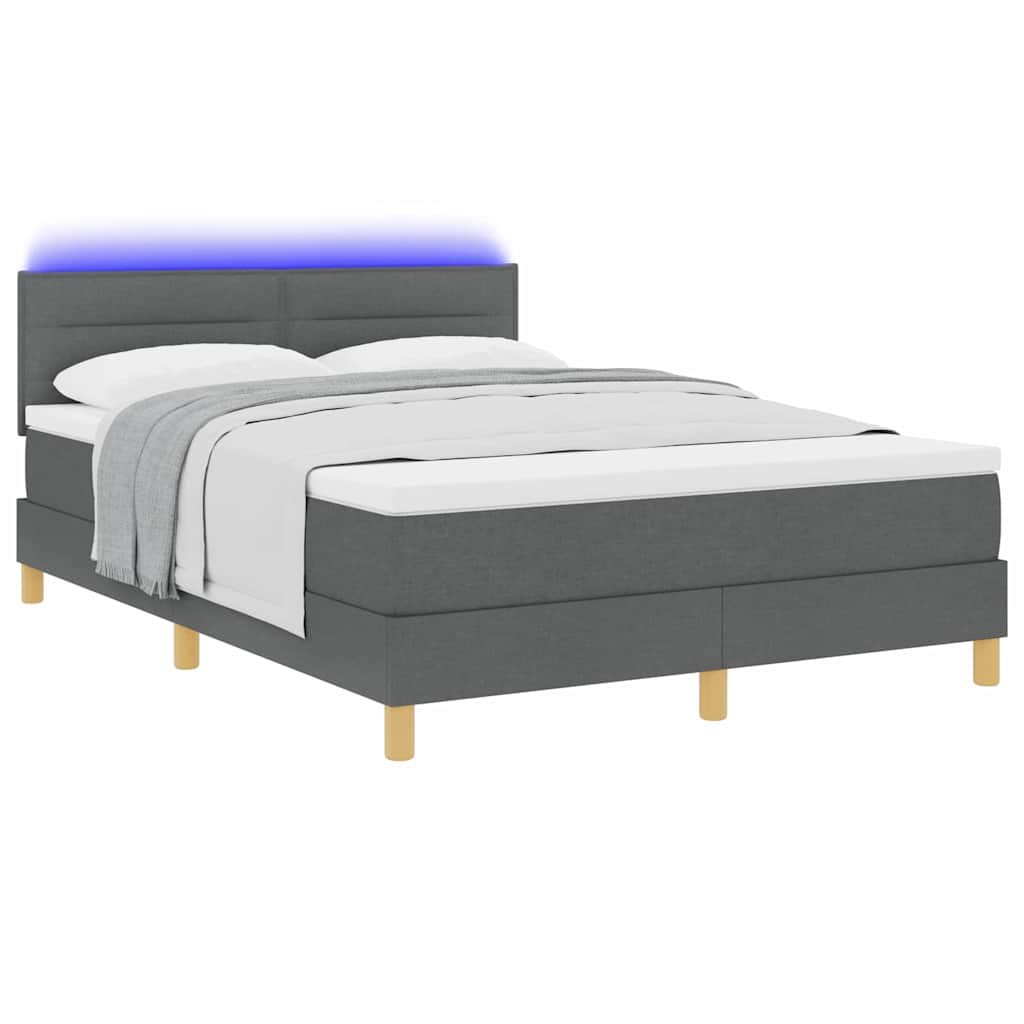 LED Boxspringbett mit Matratze Dunkelgrau 160 x 200 cm Stoff