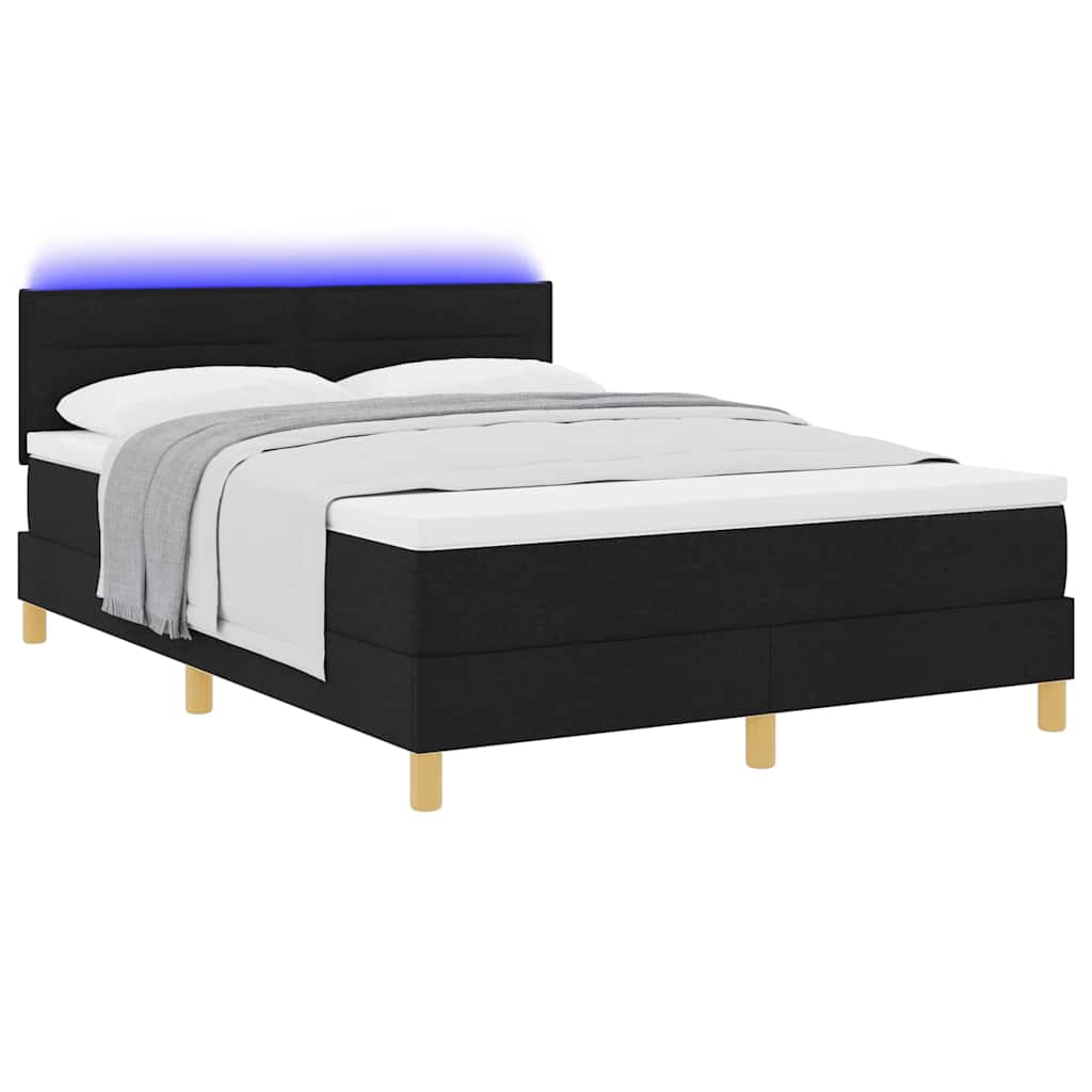 LED Boxspringbett mit Matratze Schwarz 160 x 200 cm Stoff