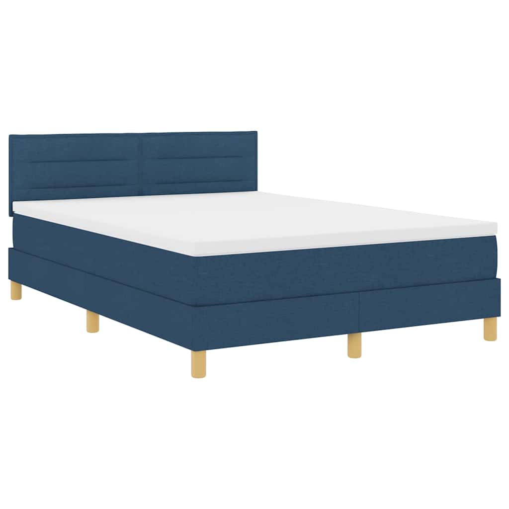 LED Boxspringbett mit Matratze mit LED Blau 160 x 200 cm Stoff