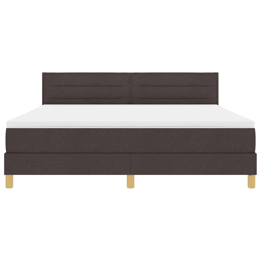 LED Boxspringbett mit Matratze Dunkelbraun 180 x 200 cm Stoff