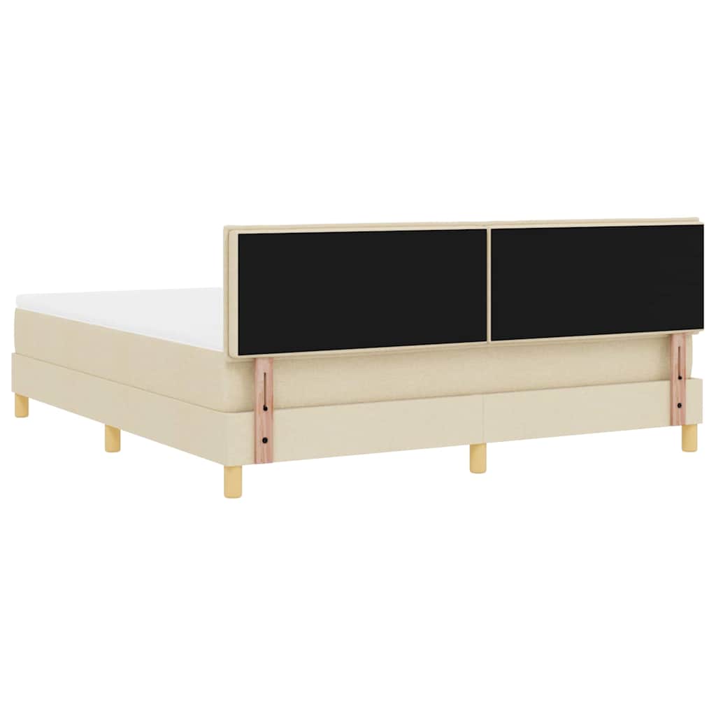 LED Boxspringbett mit Matratze mit LED Creme 180 x 200 cm Stoff