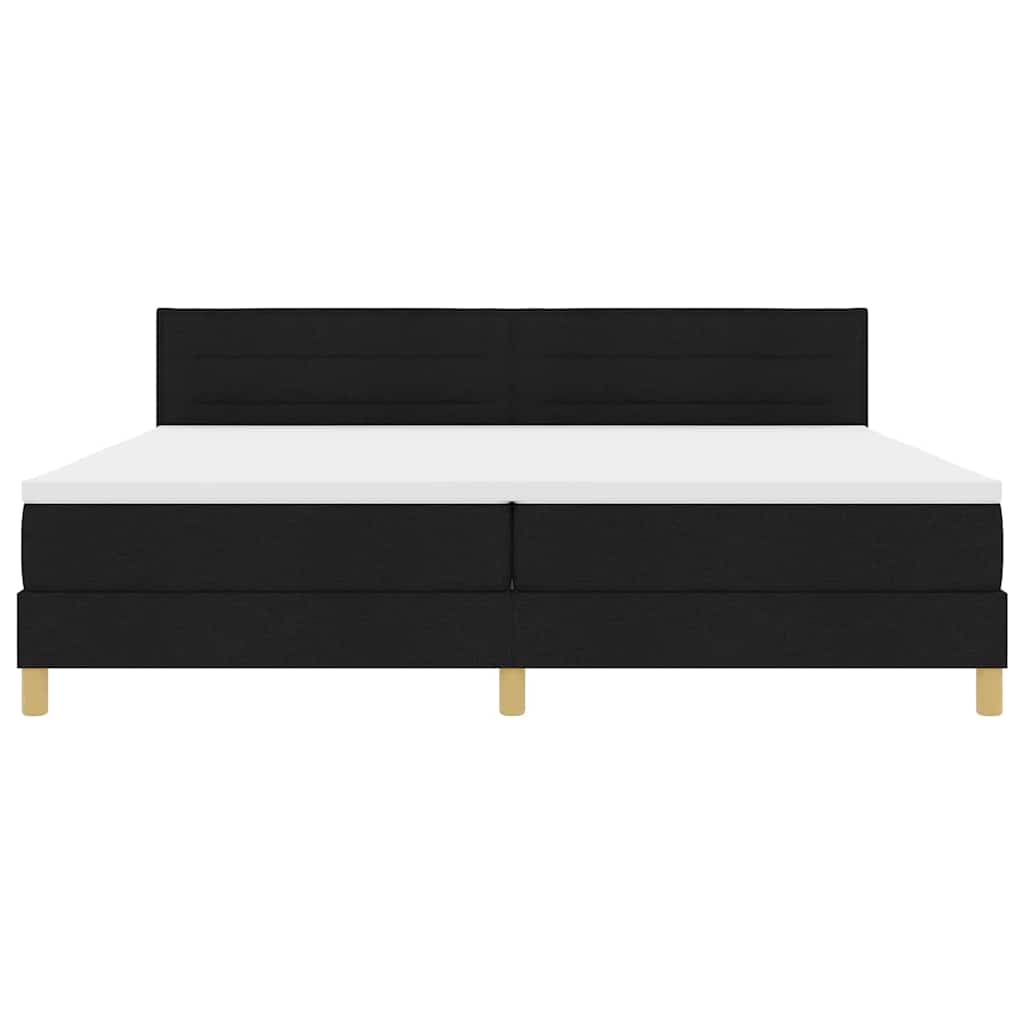 LED Boxspringbett mit Matratze Schwarz 200 x 200 cm Stoff