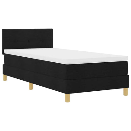 LED Boxspringbett mit Matratze Schwarz 90 x 190 cm Stoff
