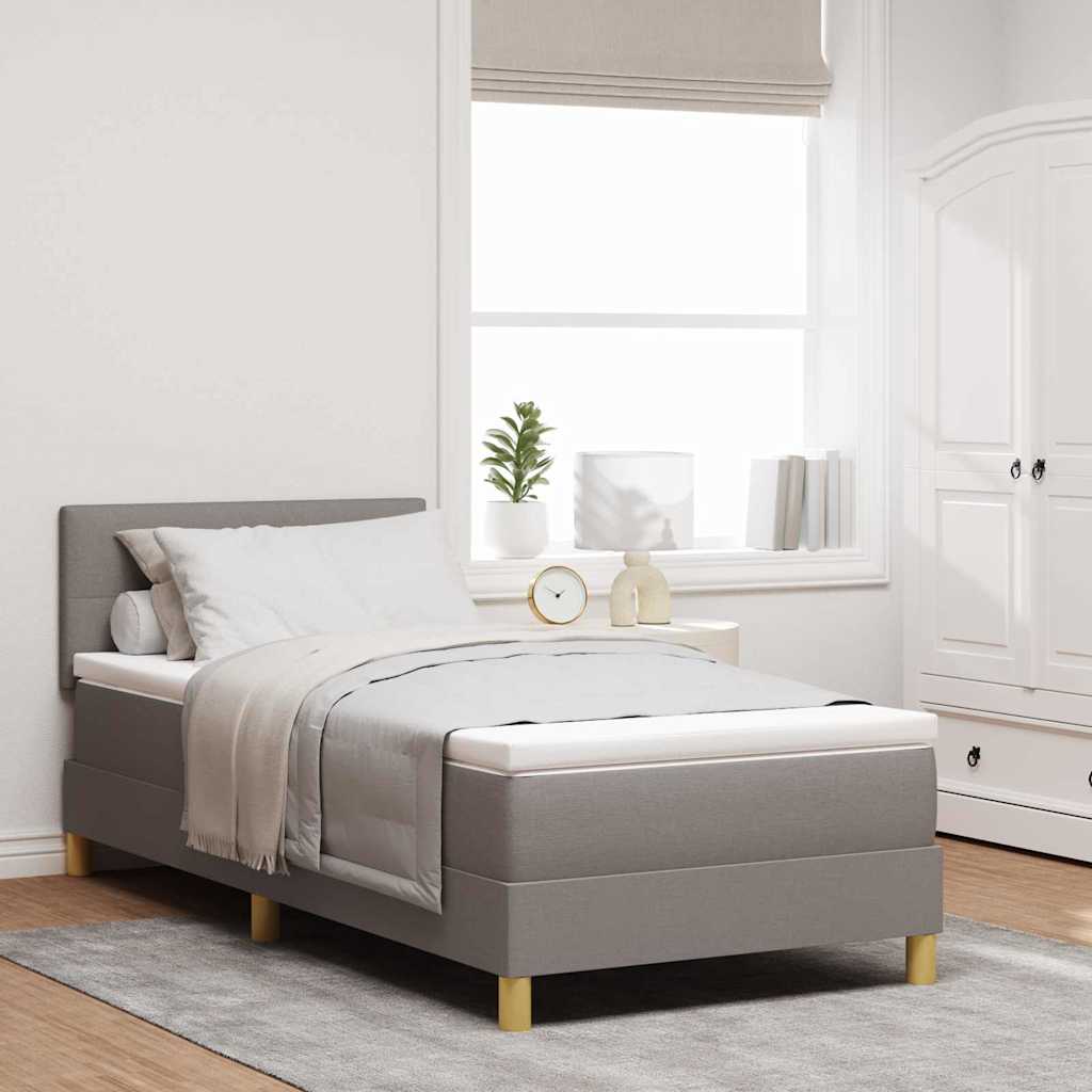 vidaXL LED Boxspringbett mit Matratze mit LED Taupe 90 x 190 cm Stoff