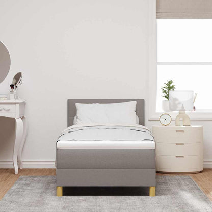 vidaXL LED Boxspringbett mit Matratze mit LED Taupe 90 x 190 cm Stoff