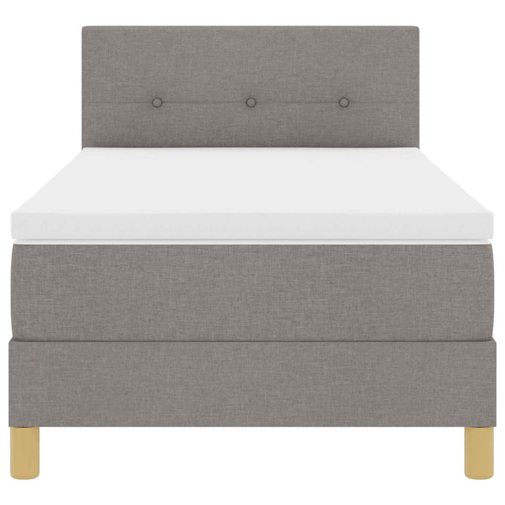 vidaXL LED Boxspringbett mit Matratze mit LED Taupe 90 x 190 cm Stoff