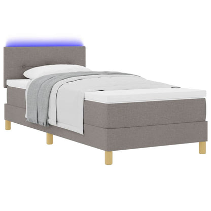 vidaXL LED Boxspringbett mit Matratze mit LED Taupe 90 x 190 cm Stoff