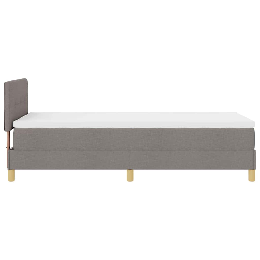 vidaXL LED Boxspringbett mit Matratze mit LED Taupe 90 x 190 cm Stoff