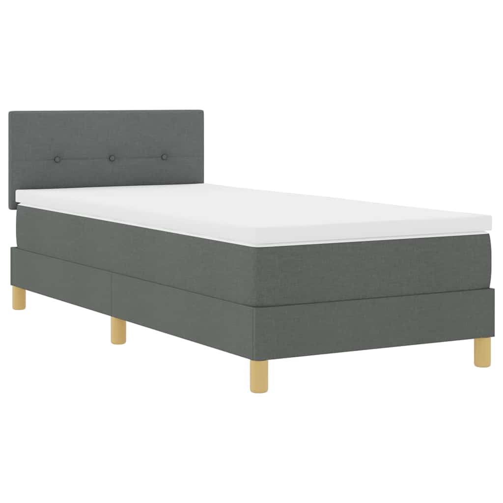 LED Boxspringbett mit Matratze Dunkelgrau 100 x 200 cm Stoff