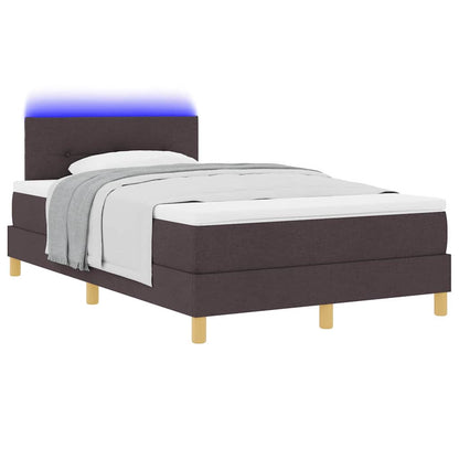 LED Boxspringbett mit Matratze Dunkelbraun 120 x 190 cm Stoff
