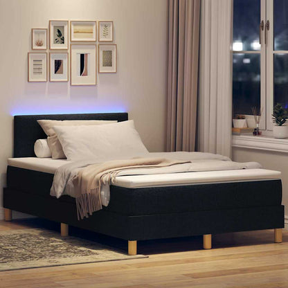 LED Boxspringbett mit Matratze Schwarz 120 x 200 cm Stoff