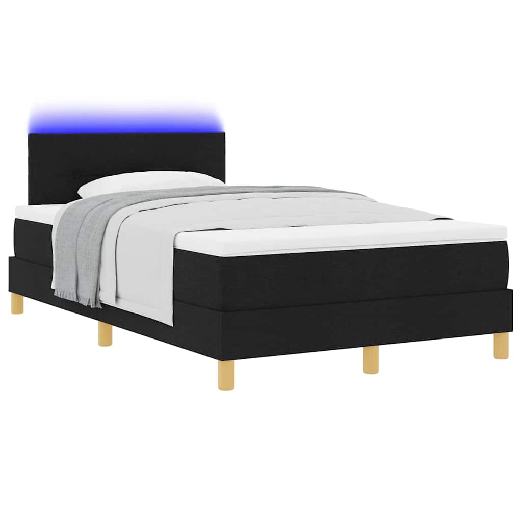 LED Boxspringbett mit Matratze Schwarz 120 x 200 cm Stoff
