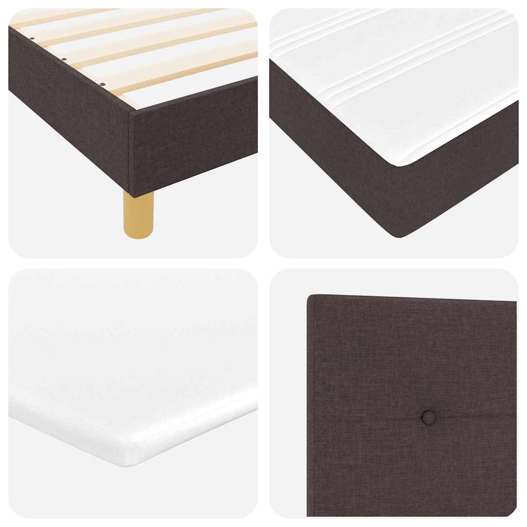 vidaXL LED Boxspringbett mit Matratze Dunkelbraun 120 x 200 cm Stoff