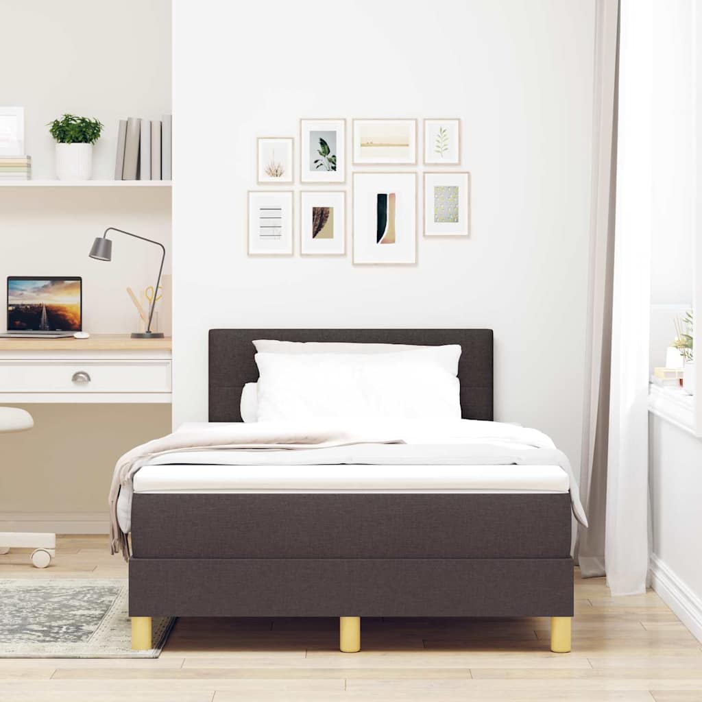 vidaXL LED Boxspringbett mit Matratze Dunkelbraun 120 x 200 cm Stoff