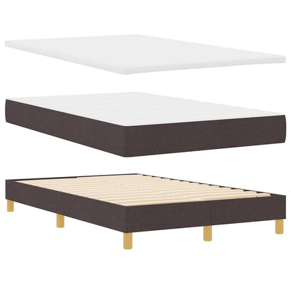 vidaXL LED Boxspringbett mit Matratze Dunkelbraun 120 x 200 cm Stoff