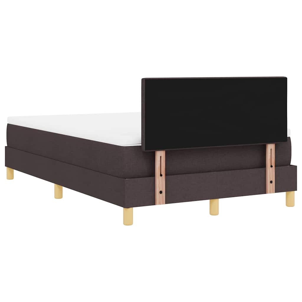 vidaXL LED Boxspringbett mit Matratze Dunkelbraun 120 x 200 cm Stoff