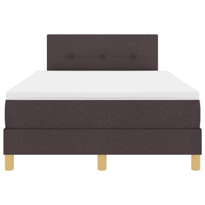 vidaXL LED Boxspringbett mit Matratze Dunkelbraun 120 x 200 cm Stoff