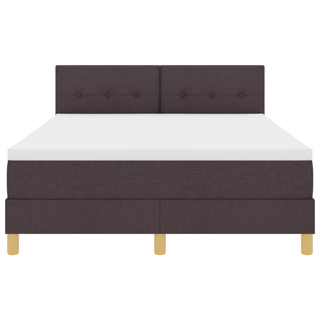 LED Boxspringbett mit Matratze Dunkelbraun 140 x 190 cm Stoff