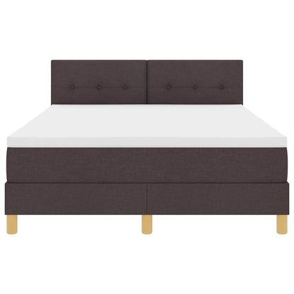 LED Boxspringbett mit Matratze Dunkelbraun 140 x 190 cm Stoff