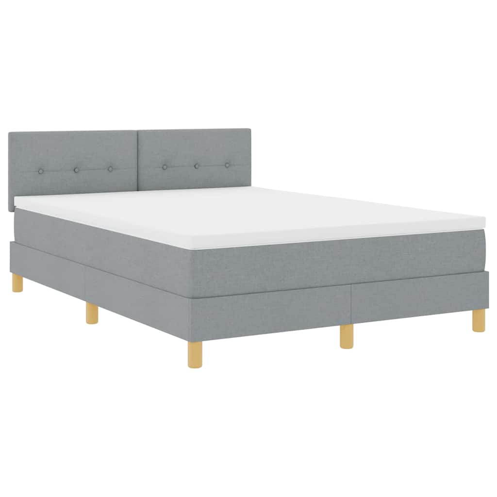 LED Boxspringbett mit Matratze Hellgrau 140 x 200 cm Stoff