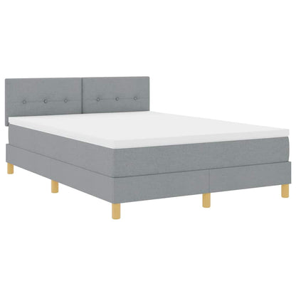 LED Boxspringbett mit Matratze Hellgrau 140 x 200 cm Stoff