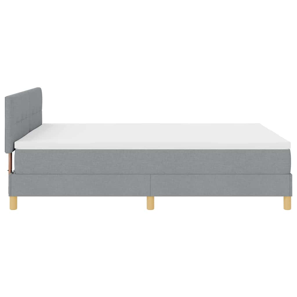 LED Boxspringbett mit Matratze Hellgrau 140 x 200 cm Stoff