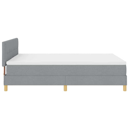 LED Boxspringbett mit Matratze Hellgrau 140 x 200 cm Stoff