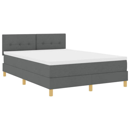 LED Boxspringbett mit Matratze Dunkelgrau 140 x 200 cm Stoff
