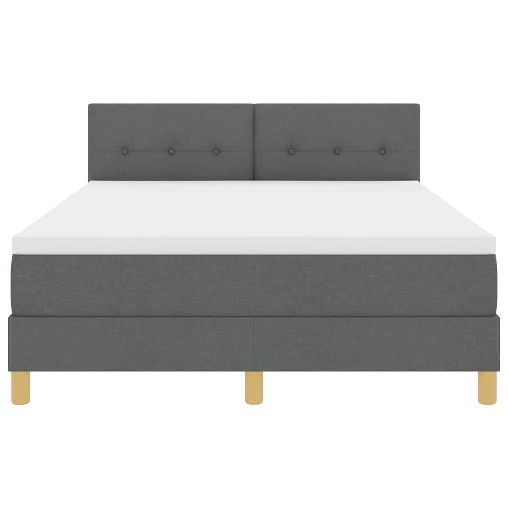 LED Boxspringbett mit Matratze Dunkelgrau 140 x 200 cm Stoff