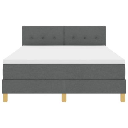 LED Boxspringbett mit Matratze Dunkelgrau 140 x 200 cm Stoff