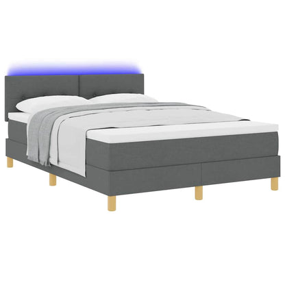 LED Boxspringbett mit Matratze Dunkelgrau 160 x 200 cm Stoff