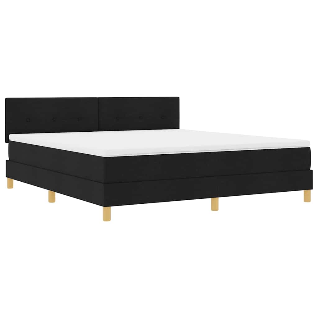 LED Boxspringbett mit Matratze Schwarz 180 x 200 cm Stoff