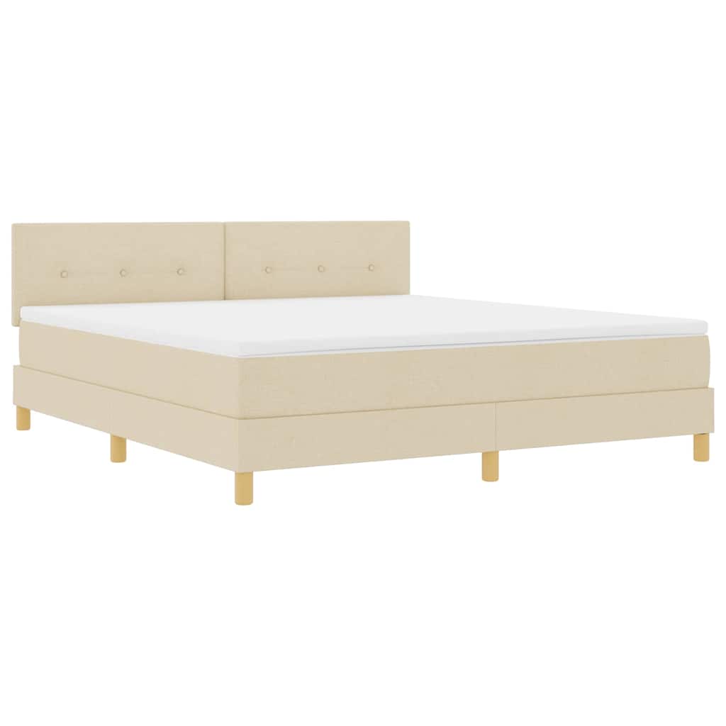 LED Boxspringbett mit Matratze mit LED Creme 180 x 200 cm Stoff