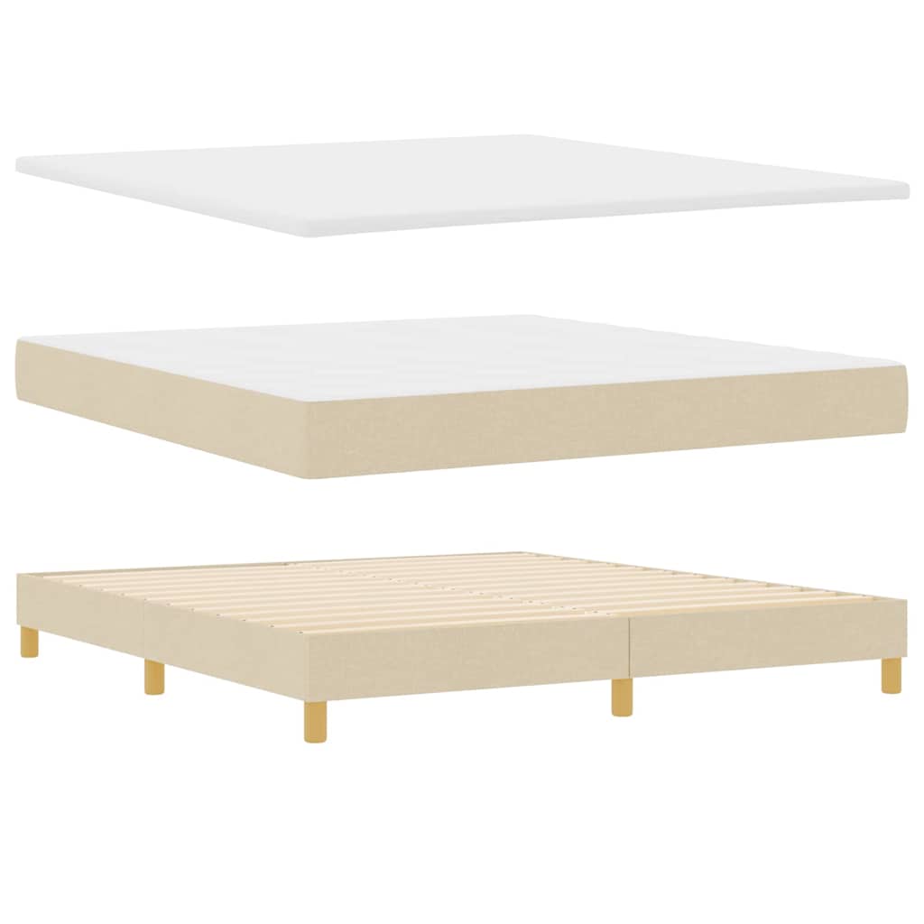 LED Boxspringbett mit Matratze mit LED Creme 180 x 200 cm Stoff