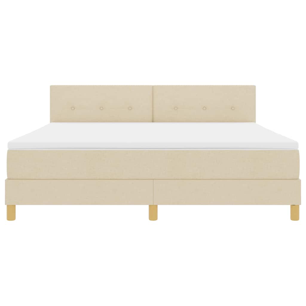 LED Boxspringbett mit Matratze mit LED Creme 180 x 200 cm Stoff