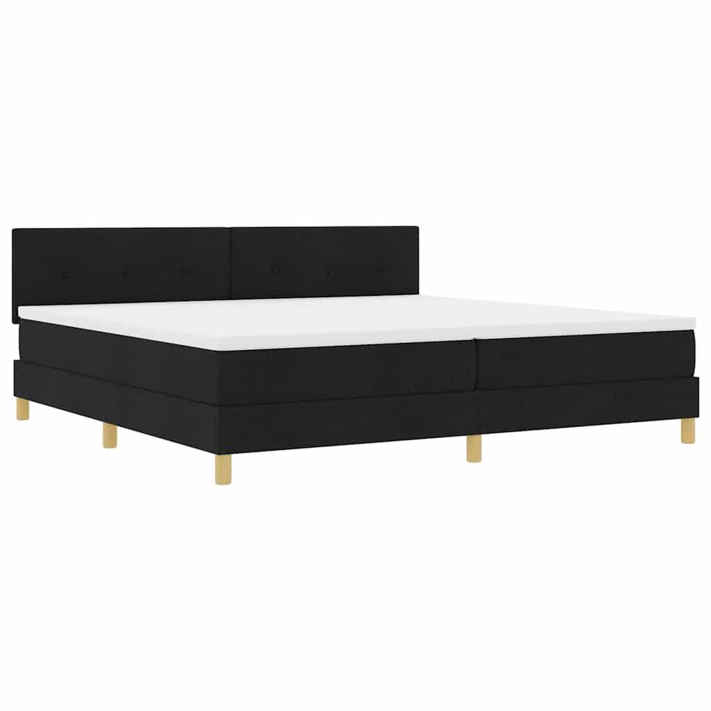vidaXL LED Boxspringbett mit Matratze Schwarz 200 x 200 cm Stoff