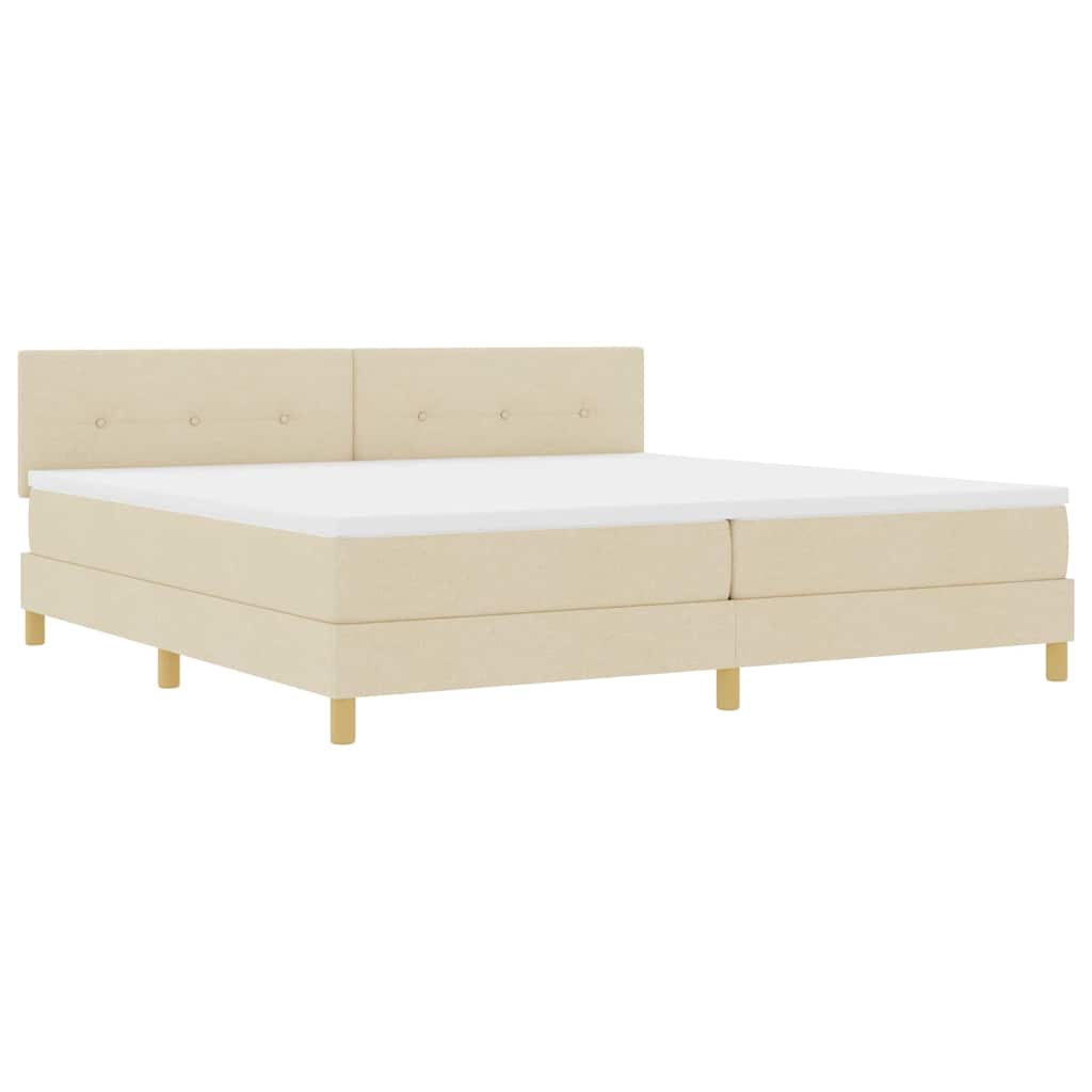 LED Boxspringbett mit Matratze mit LED Creme 200 x 200 cm Stoff