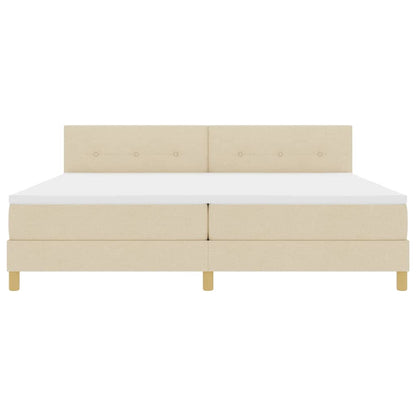 LED Boxspringbett mit Matratze mit LED Creme 200 x 200 cm Stoff