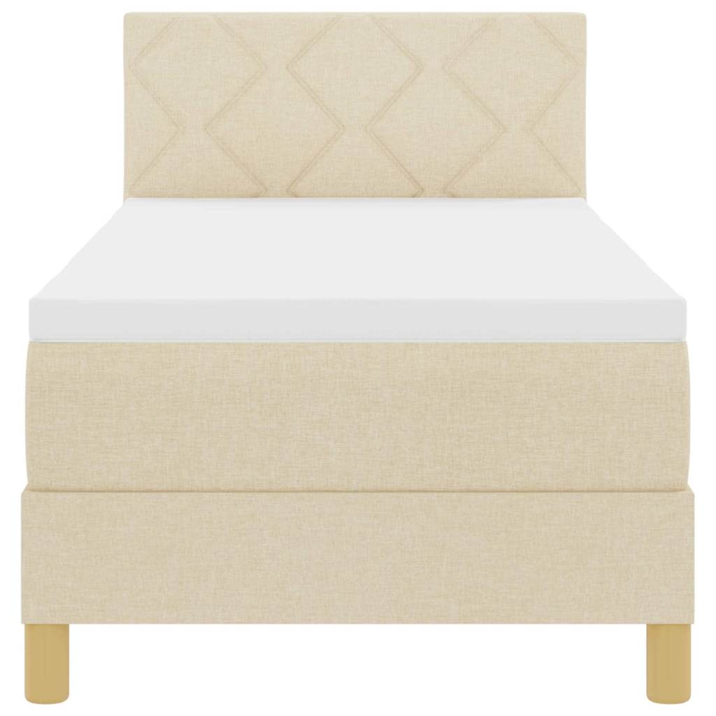 LED Boxspringbett mit Matratze mit LED Creme 80 x 200 cm Stoff