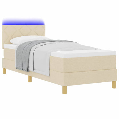LED Boxspringbett mit Matratze mit LED Creme 80 x 200 cm Stoff