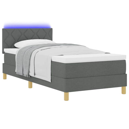 LED Boxspringbett mit Matratze Dunkelgrau 100 x 200 cm Stoff