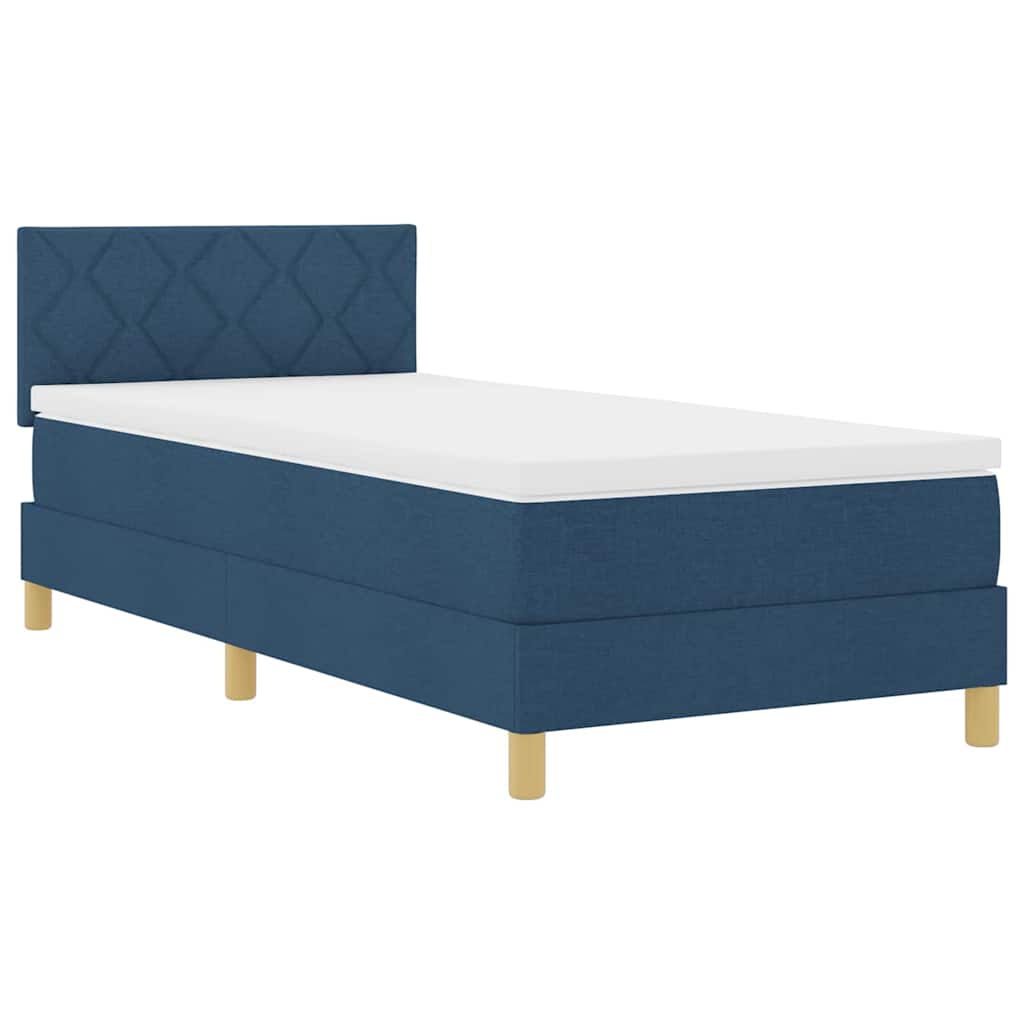 LED Boxspringbett mit Matratze mit LED Blau 100 x 200 cm Stoff