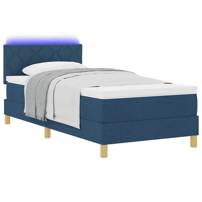 LED Boxspringbett mit Matratze mit LED Blau 100 x 200 cm Stoff