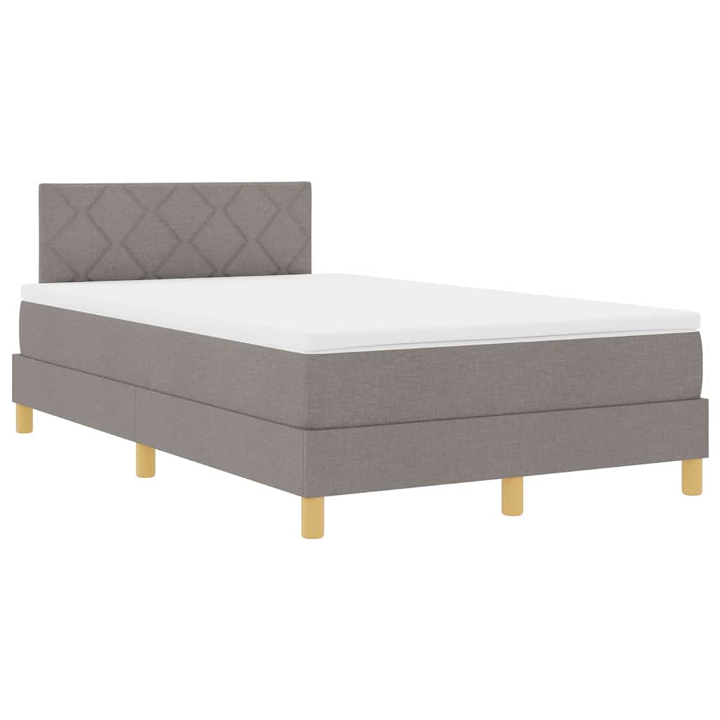 LED Boxspringbett mit Matratze mit LED Taupe 120 x 190 cm Stoff